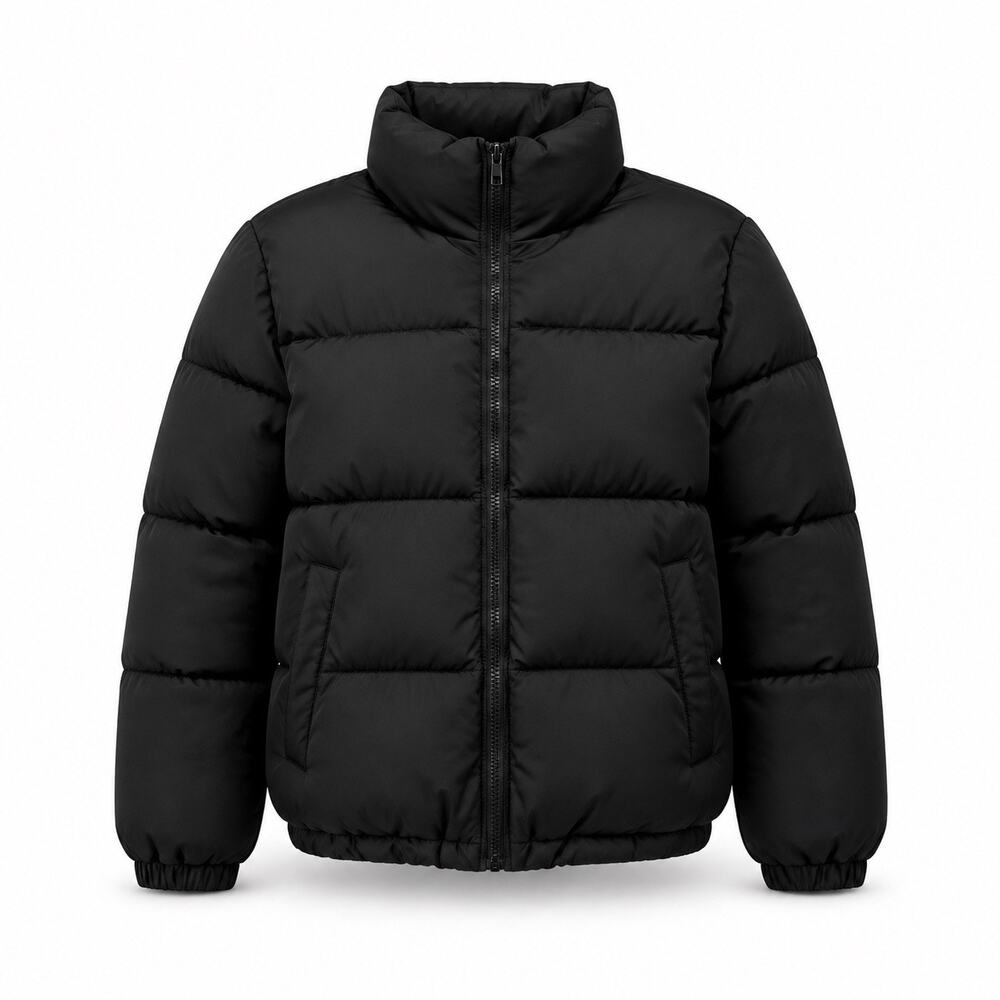 Title: Forever 21 Women’s Black Cropped Puffer Jacket Full Zip Size Small